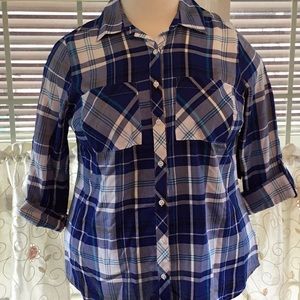 Relativity Blue Plaid Long Sleeve Botton Down